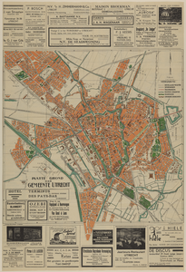 217349 Plattegrond van de gemeente Utrecht en gedeelten van de aangrenzende gemeenten. Onder en boven de kaart ...
